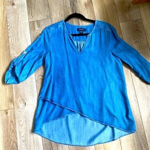 Karen Kane denim assymetrical top